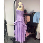 Chic Elegant Lotus Edge Maxi Dress Slim Fit Backless Lace Up Halter Robes Sleeveless Party Vestidos 2026 Nw Lady Vacation Gowns
