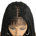 Long Box Braided 4x4 Lace Wigs With Baby Hair Twist Braids Lace Closure Wigs For Black Women Synthetic Cosplay Wig 30 Inch
