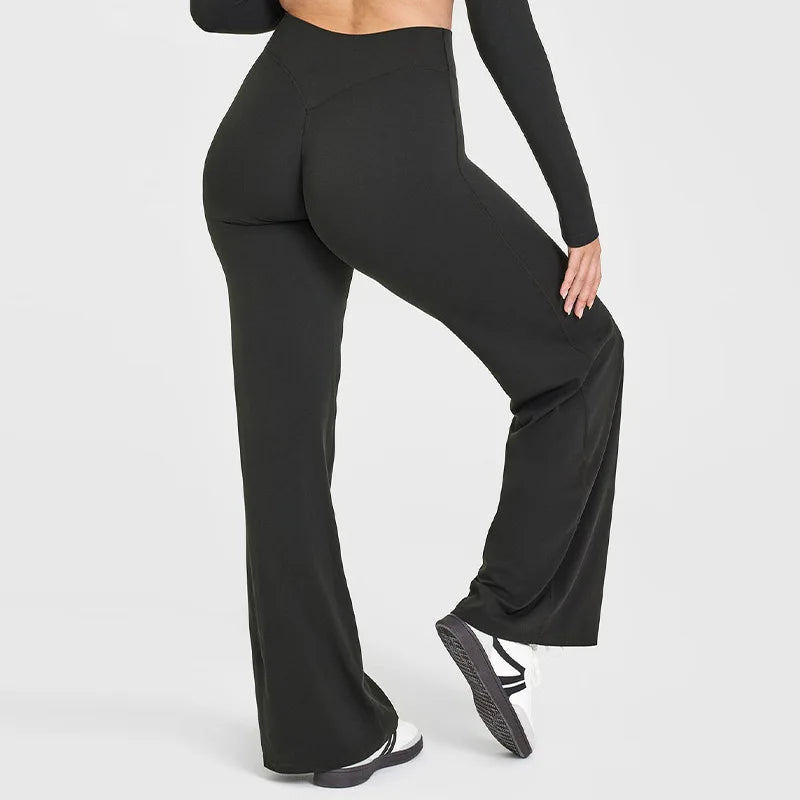 NCLAGEN Straight-Leg Pants Ultra Soft Butter Fabric Women's Mid-Waist Yoga Pants GYM Naked Feel Pilates Running Sport Trousers