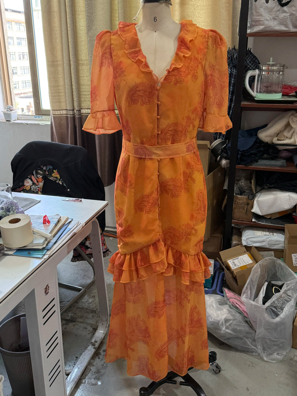Flutter Sleeves Slim Long Dress Women Casual Pleated Deep V-neck Floral Print High Waist Dresses 2026 Lady Summer Holiday Wear