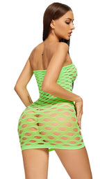 Pink Mini Dress Women Strapless See Through Backless Sleeveless Skinny Vestido Female Party Night Clubwear Mesh Lingerie Dress
