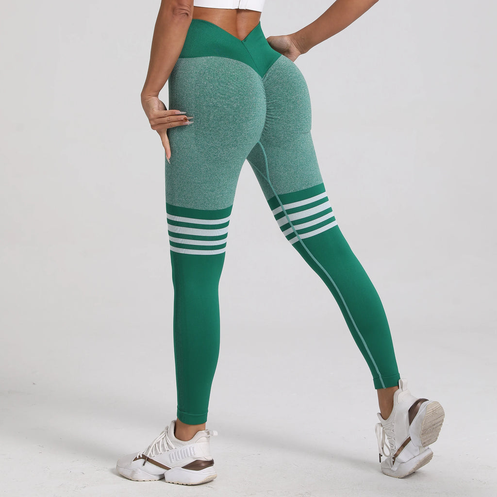 V Back Yoga Leggings – High Waist Scrunch Pants