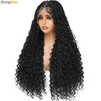 Donghou 24Inch Lace Front Boho Braided Wigs for Women Knotless Braid Wig Natural Hairline Box Braid wigs Premium Lightweight Wig