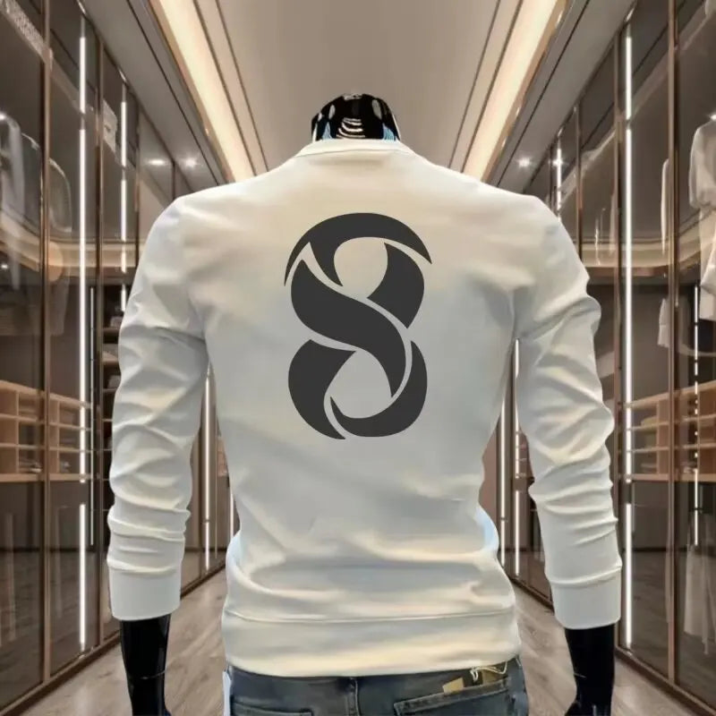 Autumn Men's Cotton Sweatshirt Korean Cool O-neck Long Sleeve Top High Quality Harajuku High Street Men Clothing Streetwear Men Main image
