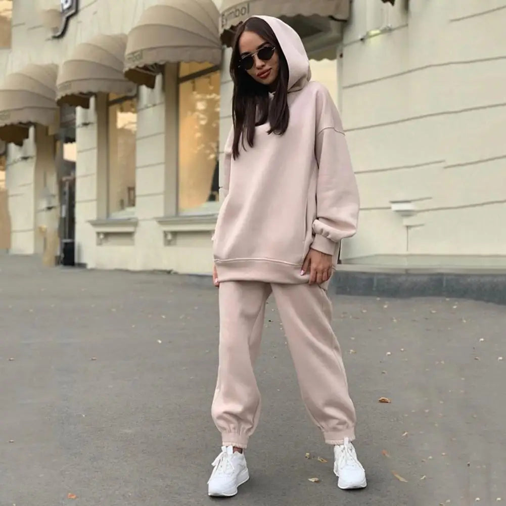 Women Tracksuit Autumn Winter Warm Hoodies Top Suits Casual Hooded Sweatshirts And Jogging Pants Outfits Sweatpants 2 Piece Sets Secondary image