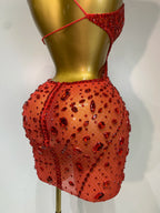 Sexy Sparkly Diamond Backless Short Dress 2026 Women Sleeveless Mesh See Through Evening Birthday Gown Singer Stage Outfit