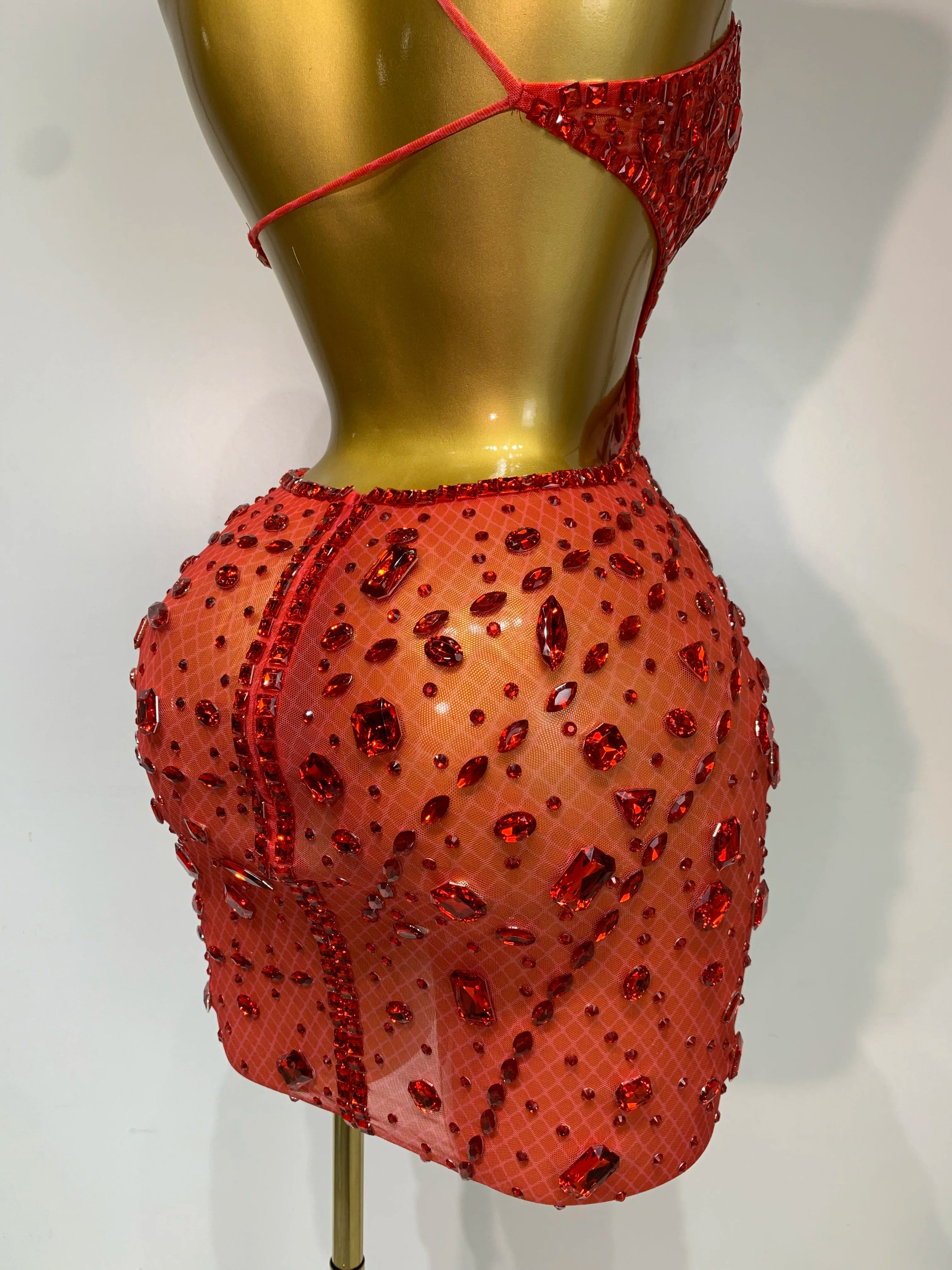 Sexy Sparkly Diamond Backless Short Dress 2026 Women Sleeveless Mesh See Through Evening Birthday Gown Singer Stage Outfit