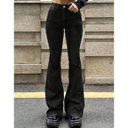 2026 Girls Concise Ins High Waist Flared Jeans Female Stretchy Bootcut Denim Pants Women Solid Color Thin Bell Bottoms Trousers