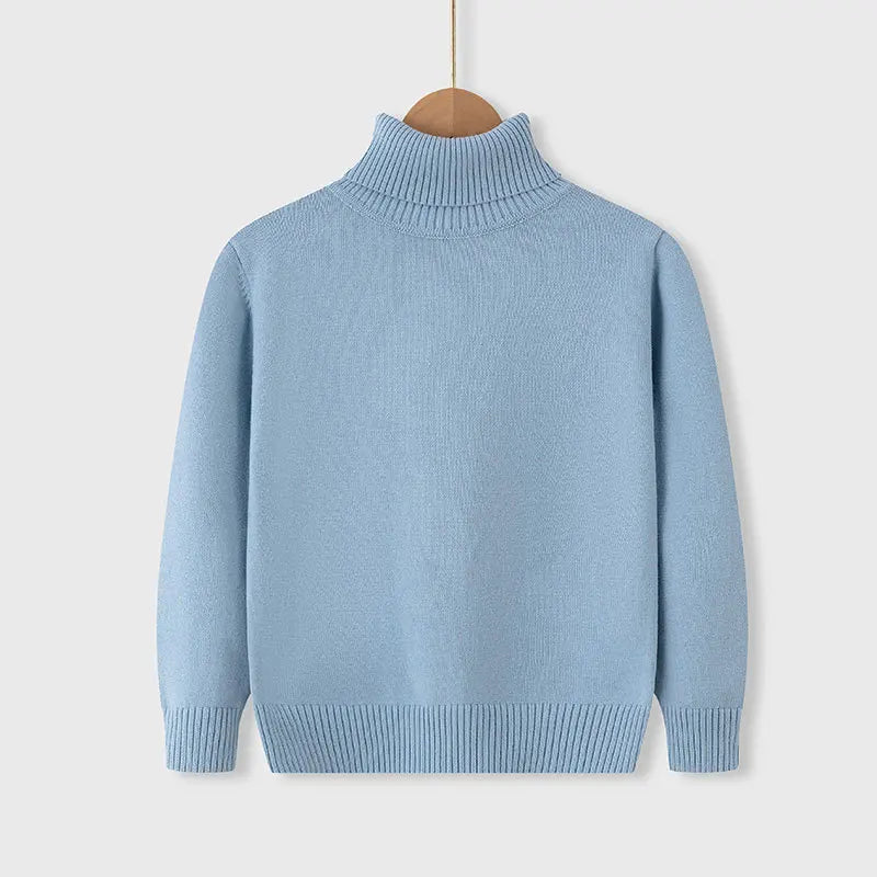 2026 Autumn Winter Children's Cotton Sweater Full Sleeve Turtleneck Knitwear Baby Boys Girls Clothing Warm Soft Jumper Pullovers