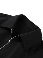 Woolen Zipper Loose Short Jacket Women Long Sleeve Lapel Solid 2025 Autumn Winter Commute Coat Street Office Warm Ladies Outwear