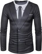 3D Print Realistic Suit Tuxedo Pattern T Shirts Men Long Sleeve Casual Fashion T-shirt Sweatshirt Breathable Streetwear Tshirt
