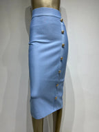 New Arrival Women Button Black Blue Red Bodycon Bandage Skirt 2026 Designer High Waist High Street Party Club Pencil Skirt 75cm