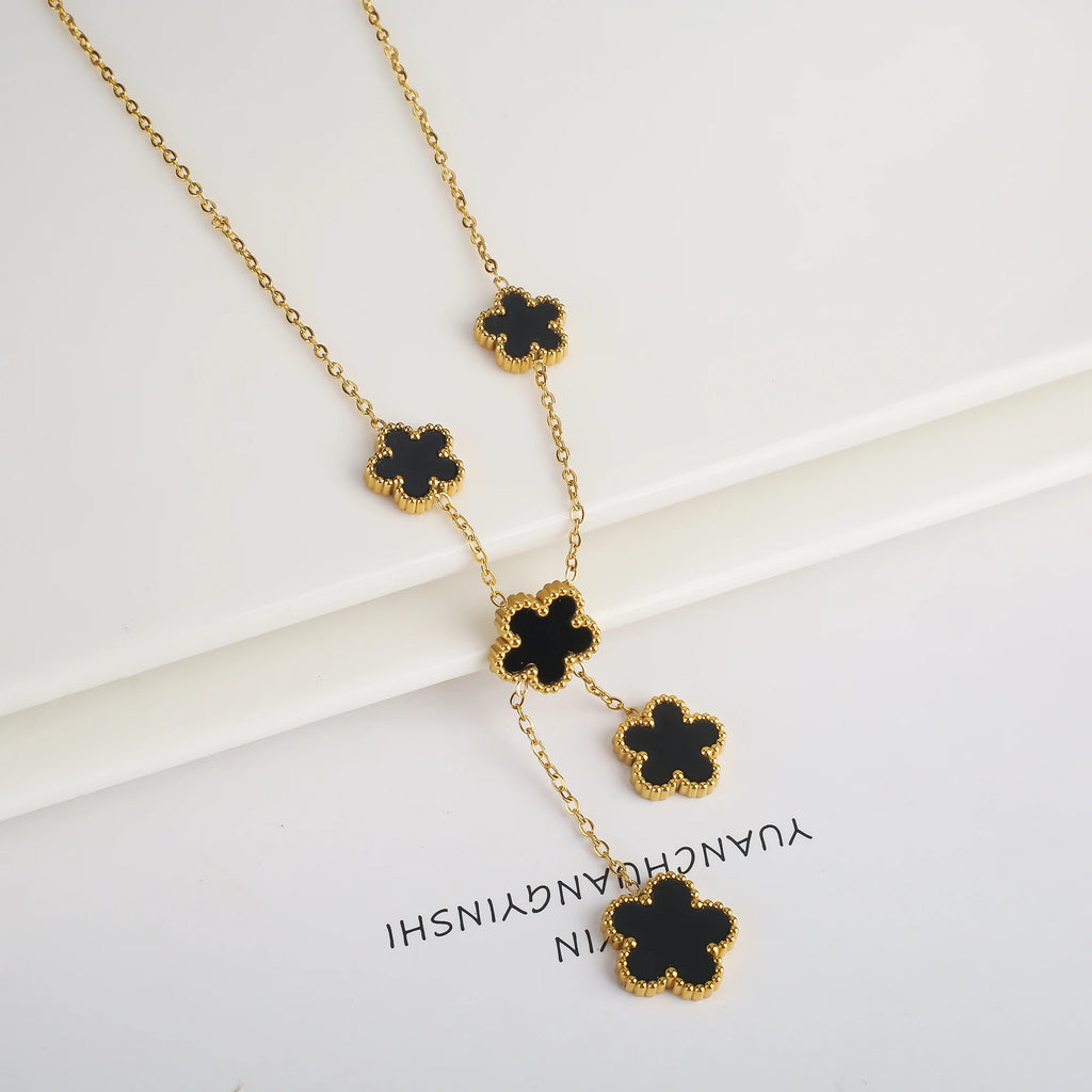 Hot Sale Stainless Steel Laser Five Leaf Flower Petal Adjustable Clover Bracelet Classic for Woman Girl Brand Jewelry Party Gift
