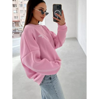Popular Letter Printing Autumn Winter Loose Versatile Temperament Lazy Style Casual Round Neck Sweatshirt for Women