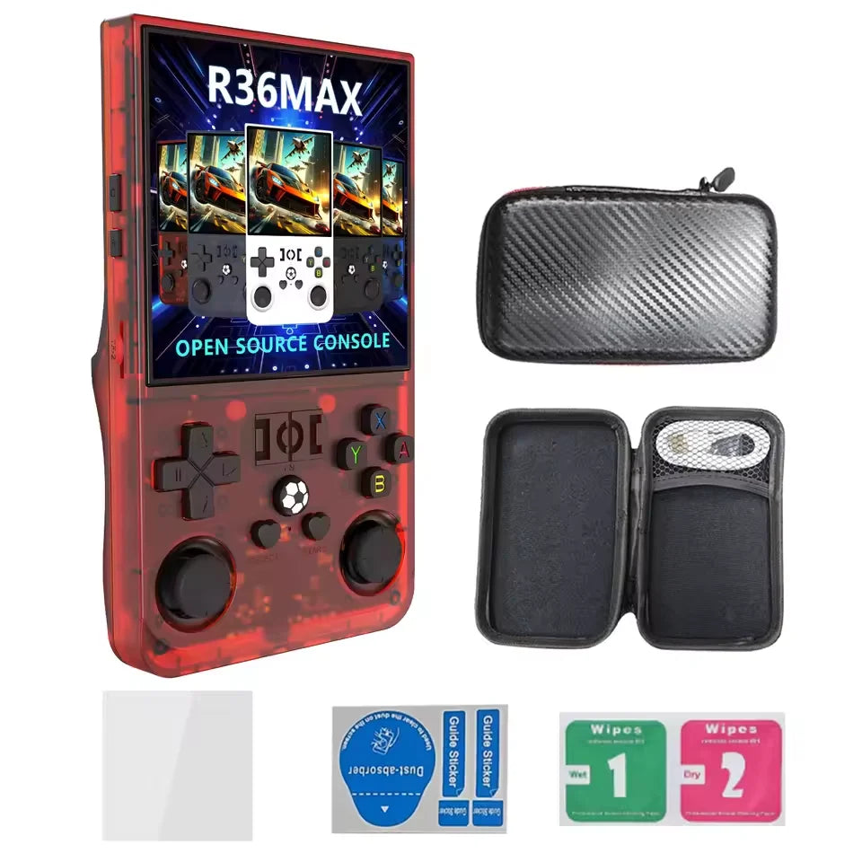 R36MAX Retro Handheld Video Game Console Linux System 4.0Inch IPS Screen Portable Pocket Video Player 64GB 128GB Games Kids Gif
