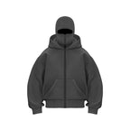 Men's and women's Balaclava Y2K Gothic Harajuku winter new item double hooded sweatshirt Unisex hooded mask zipper sportswear