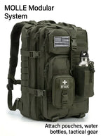 Men 45L Tactical Hiking Backpack Molle Mountaineering Water Resistant Outdoor Camping Trekking Backpacking Bushcraft Travel Rucksack Bug Out Bag Survival Emergency Large Capacity Climbing Cycling Daypack Women Durable Wear Re