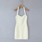 Sexy Elegant Backless Halter Mini Dress Women Autumn Knit Bodycon Dresses Night Out Party Robe