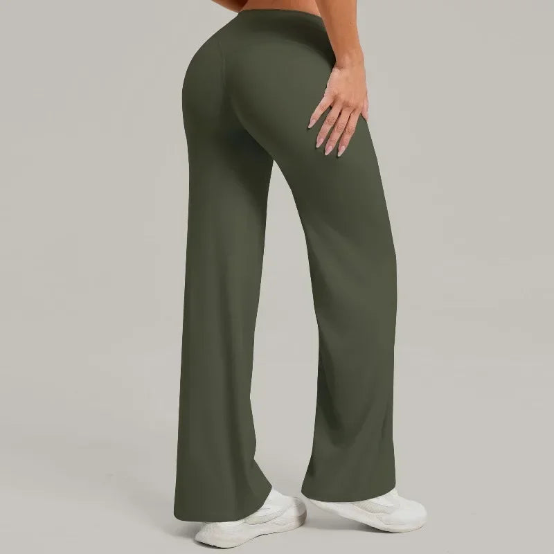 Women's New Pilates Straight Leg Yoga Pants Hip Lifting Tight Fitting Wide Leg Pants Outdoor Sports Running Casual Fitness Pants