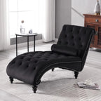 Velvet Chaise Lounge Indoor,Button-Tufted Upholstered Chaise Lounge Chair with Pillow for Bedroom Living Room, Customized