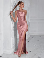 Formal Women's Evening Prom Elegant Party wedding guest  Celebrity Female Satin Maxi Club Wear Cocktail Dresses