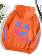 New autumn men's personalized smiling face print comfortable breathable hooded sweatshirt outdoor street fashion hooded sweatshi