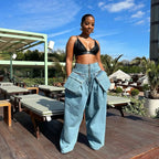 Denim Two Piece Sets Women Coat Jacket Wide Leg Pants Jeans Suits Matching Sets Trousers Outfits 2025/2026 Y2k Streetwear Party
