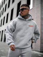 Men's autumn and winter casual fashion loose Tokyo pattern printed long sleeved hooded sweatshirt warm pullover