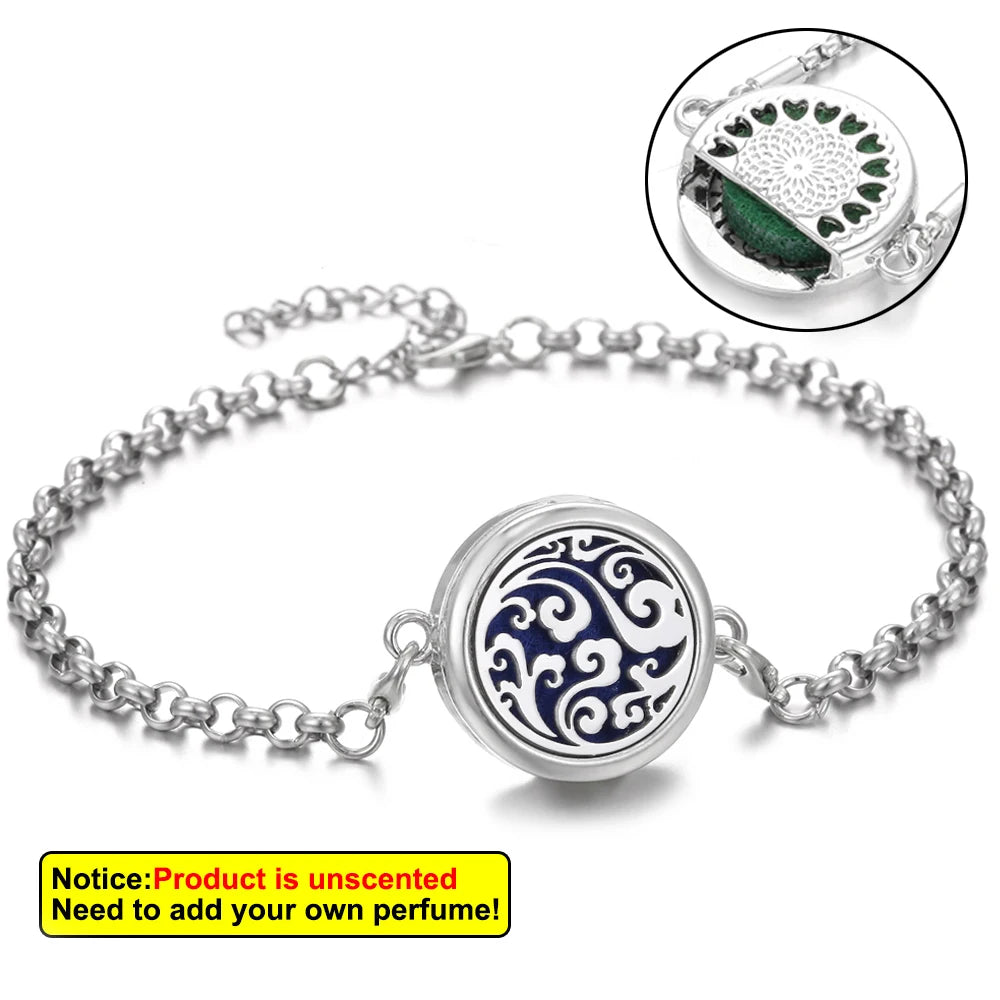 Essential Oil Diffuser Aromatherapy Bracelet Aroma Diffuser Bracelets Adjustable Chain Scent Perfume Locket Bracelet Women Men