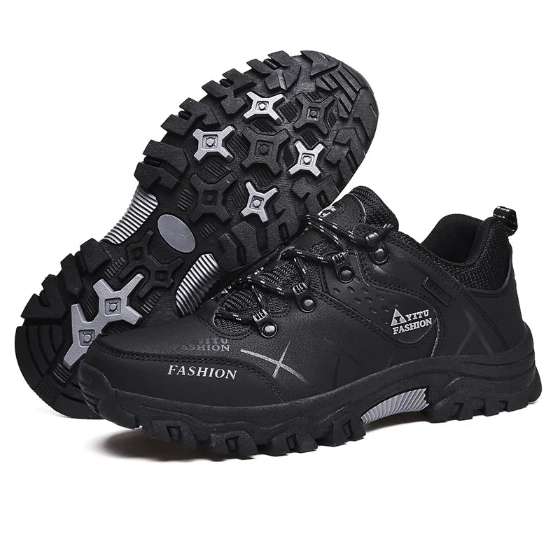Shoes for Men 2026 New Men Sneakers Leather Waterproof Mountaineering Camping Hiking Shoes Thick Sole Comfortable Running Shoes