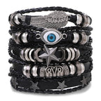 Fashion Bracelet Viking  Bracelet For Men Hand Bracelets Woven Skull Hand Jewelry Adjustable Leather Set viking man bracelet