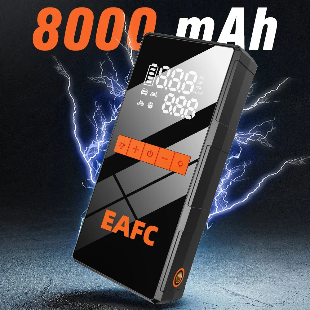 EAFC 1200A Smart Car Jump Starter with 150PSI Air Pump -8000mAh Power Bank  LED Light Smart Inflate for Cars Motorcycles Trucks