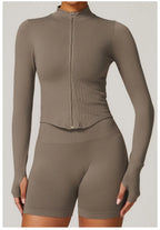 New Women Seamless Zipper Jacket Yoga Long Sleeved Gym Top Yoga Push Up Jacket Fitness Running Workout Sport Coat Women's Shirts