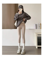 Winter Cashmere Leggings Women Solid Warm Leggings High Waist Slim Stretchy Pants Big Size Adding Velvet and Thickening Pants