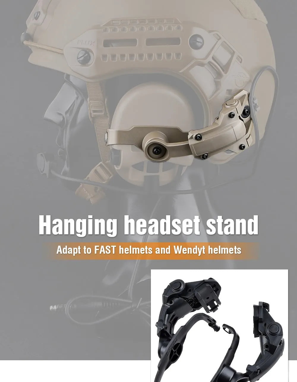WADSN Tactical Fast Rotation Helmet Rail Mount Adapter Headset Bracket For Comtact Sordin Headphone Fit Wendy ARC Rail Base