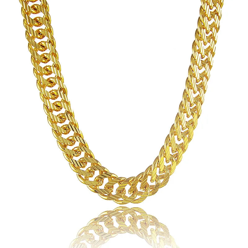 Men's Dominant 24K 999 Real Gold Cuban Necklace, 10MM Width 60cm Length Chunky Chain, Bold Presence Secondary image