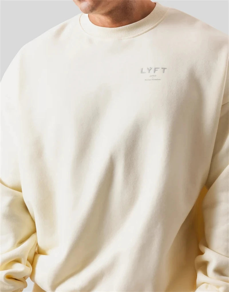 LYFT Classics Small LOGO Autumn Winter New O-neck Fleece Men Sweatshirt Loose Outdoor Sport Cotton Pullovers Multi Color Hoodies