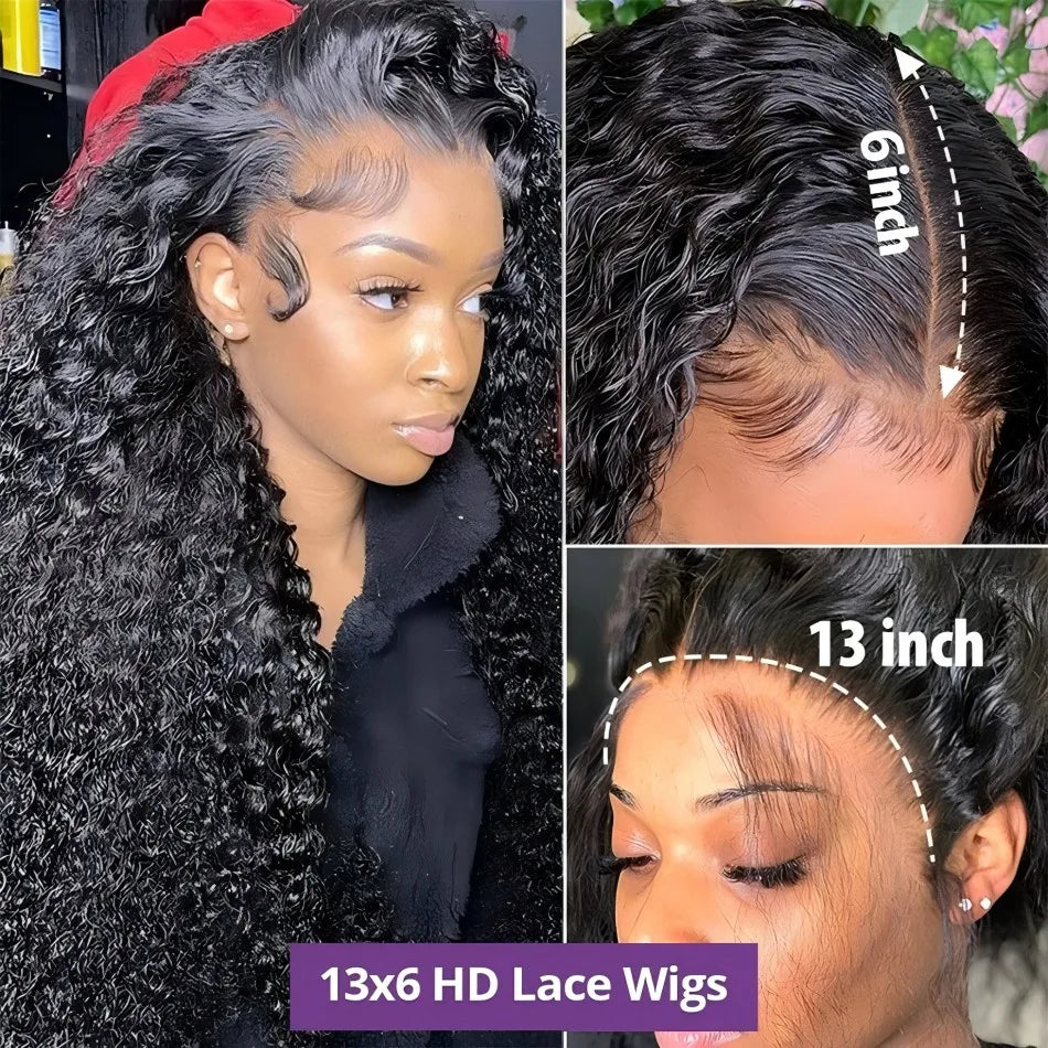 Curly Wig human hair lace frontal wig 13x6 HD lace 250 density deep wave Wig human hair 13x4 lace front Wigs for black women