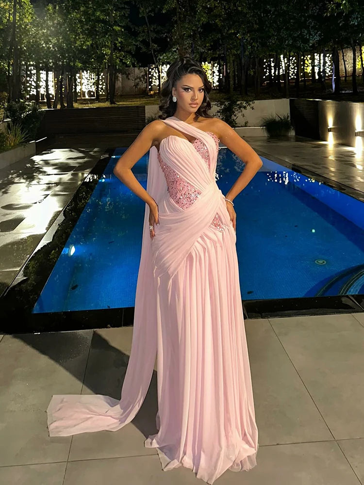 Sumnus Elegant Straight Pink Evening Dresses Sweetheart Beading Pleats Formal Occasion Dresses 👗 🔥