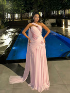 Sumnus Elegant Straight Pink Evening Dresses Sweetheart Beading Pleats Formal Occasion Dresses 👗 🔥