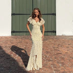 Flutter Sleeves Slim Long Dress Women Casual Pleated Deep V-neck Floral Print High Waist Dresses 2026 Lady Summer Holiday Wear
