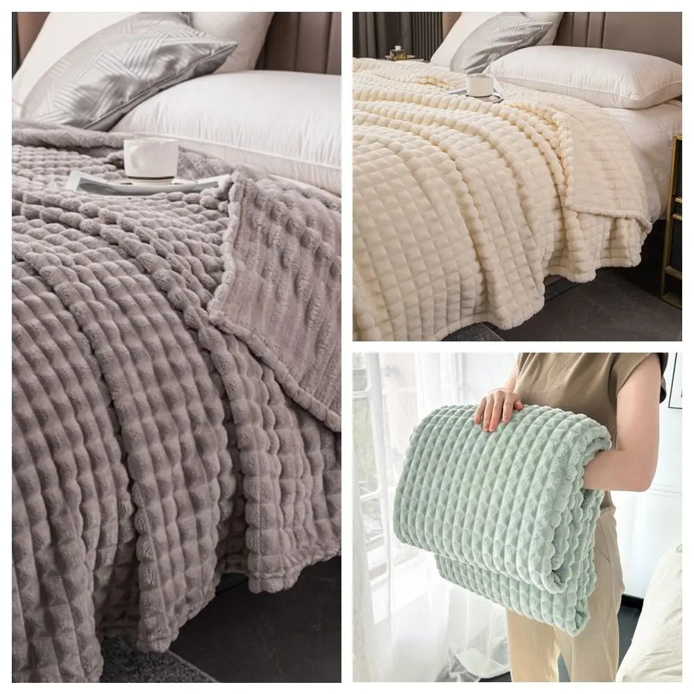 Multifunctional Solid Color Flannel Blanket Comfortable Thickened Sofa Blanket Warm Soft Office Nap Blanket Unisex
