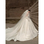 Satin Light Wedding Dress French Strapless Sleeveless Main Yarn High-end Heavy-duty Plus Size Outdoor Yarn For Brides Customized