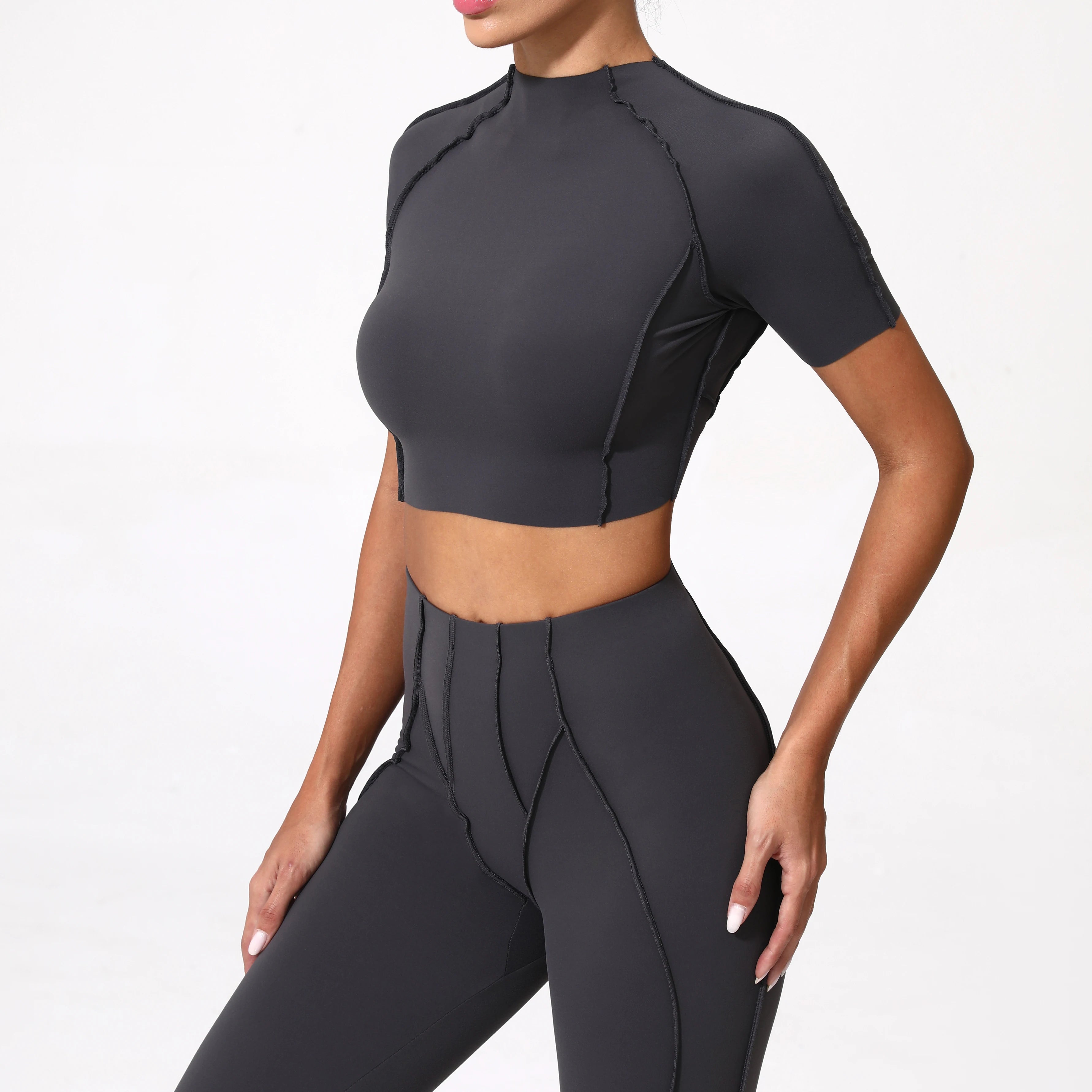 Women Yoga Top No Padded Sport T Shirts Fitness Clothes Short Sleeve Yoga Shirt Gym Top Running Active Wear Sport Tops Secondary image