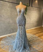 Crystal Cut Out Sweetheart Beading Evening Dresses Mermaid Woman's Sexy Sleeveless Prom Gowns Formal Party Vestidos Customized