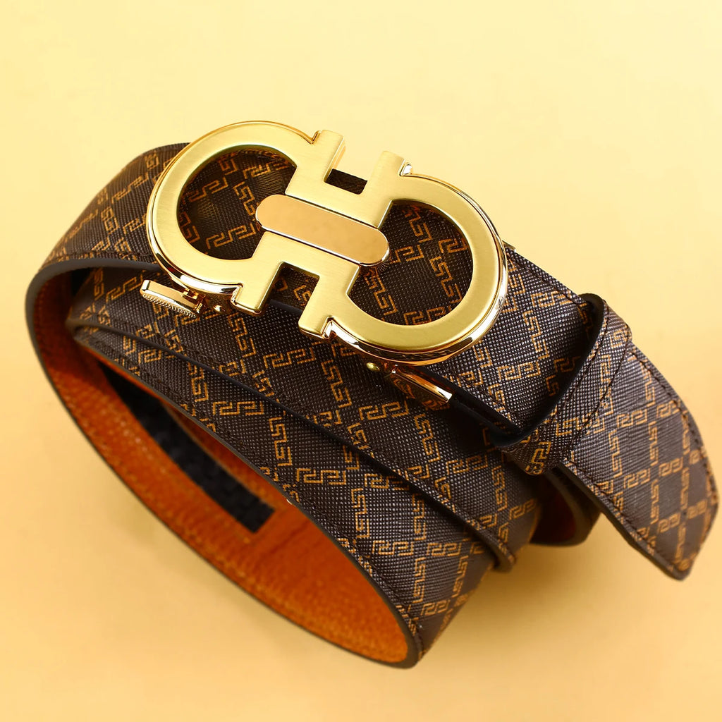 Men's Belt with Alloy Automatic Buckle for Jeans Business Pants Accessory Perfect Gift for Husband Father
