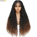 Donghou 24Inch Lace Front Boho Braided Wigs for Women Knotless Braid Wig Natural Hairline Box Braid wigs Premium Lightweight Wig