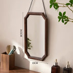 Retro Solid Wood Dressing Mirror Makeup Mirror Wall-mounted Bathroom Toilet Wall-mounted Punch-free Rectangular Bathroom Mirror