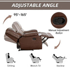 EBELLO Genuine Leather Manual 3 Seat Soft and Comfortable Reclining Sofa for Living Room, Bedroom Furniture