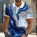 Summer Men's Marble graphics Golf Shirt Fashion Short Sleeved Polo Shirt Collared Shirt Casual Tops Outdoor Street Polo Shirts